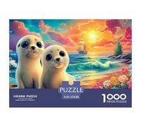 Seal Pup BeachUltimate Challenge Jigsaw Puzzles for Adults Conquer The 1000-Piece (Advanced) Impossible, Hard, And Difficult Challenging Puzzle Educational Games - This Is The Pinnacle Gift Jigsaw Pu