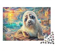 Seal Pup by Sea 1000pc DIY Jigsaw Puzzle for Puzzle Hobbyists Sturdy Cardboard Home Decoration Wall Display Mental Puzzle Game 52x38cm/1000pcs