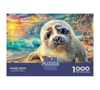 Seal Pup by Sea Jigsaw Puzzles for Adults Challenging Puzzles The Impossible Challenge 1000 Pieces Cute Difficult Hard Jigsaw Puzzles for Man And Woman with Letters on Back 38x26cm/1000pcs
