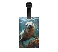 Seal pup in Water Luggage tag Hanger Protects Privacy and is a Must-Have for Travel and is Durable