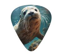 Seal pup in water Stylish and durable guitar picks, three types of thin, medium and heavy guitar picks (12 pieces), suitable for guitar, bass, electric guitar, ukulele,