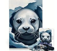 Seal Pup Portrait 1000 Piece Jigsaw Puzzle for Adults Smart Reason Toy Home Enjoy Sharp Edge Santa Wish Item (38x26cm)