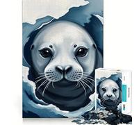 Seal Pup Portrait 1000 Piece Jigsaw Puzzle for Adults Smart Reason Toy Home Enjoy Sharp Edge Santa Wish Item (38x26cm)