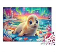 Seal Pups Beach Adult Jigsaws 1000 Piece Cute Seal in Vibrant Scene Impossible Difficult Puzzle | Educational Decompression Game 52x38cm/1000pcs