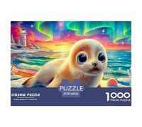 Seal Pups Beach Thousand Pieces Seal Vibrant Cosmic Portraitcardboard Puzzle for Family Giftable Sturdy Family Activity Thick Pieces No Burrs 38x26cm/1000pcs