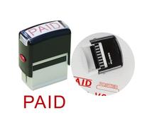 Seal Self Inking Rubber Stamp - Refillable Red Ink Preinstalled, Paid Stamp for Work Document Notice, A/id Sta/mp with Date, Custom Name & Date Sta/mp for Clothes, Uniform, Labels (Black)