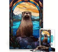 Seal Stained Glass 1000 Piece Jigsaw Puzzles for Adults Improve Memory Anxiety Relief Sharp Edge Wall Art Decor (50x75cm)