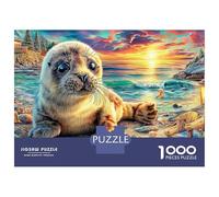 Seal Sunset Jigsaw Puzzles 1000 Pieces. Whimsical Challenge Toy for Adults Kids Age 14 Years Up 52x38cm/1000pcs