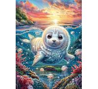 Seal Swimming in The Ocean 500 Pcs Jigsaw Puzzle Bundle Science Fiction Magical Dream Family Puzzle Lovers Fun Family Game Mindful Activity Spring Gift Precision Cut Cardboard 500 PCS