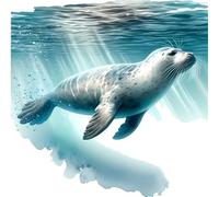 Seal Swimming Vinyl Sticker Decal, Covers Marks, Weatherproof & Multipurpose: Car, Wall, Glass, Window, Plastic, Toilet, Shower, Bath and More, 30cm Tall Arctic Animal Graphic (Seal Swim, 300mm)