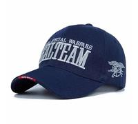 Seal Team Special Warfare Tactical Baseball Cap, Military Style Hat, Adjustable, Gorras, (UK, Alpha, One Size, Navy Blue)