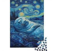Seal Under Starry Sky-2 1000-Piece Puzzle for Adults, 52x38cm/1000pcs, Smooth White Pieces for Easy Handling; for Relaxed Evenings at The Table