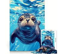 Seal Underwater Illustration 1000 Piece Jigsaw Puzzles for Adults Improve Memory Anxiety Relief Sharp Edge Wall Art Decor (50x75cm)