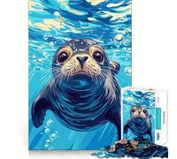 Seal Underwater Illustration 1000 Piece Jigsaw Puzzles for Adults Improve Memory Anxiety Relief Sharp Edge Wall Art Decor (50x75cm)