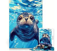 Seal Underwater Illustration Jigsaw Puzzle 1000 Piece for Teenagers Logic Train Toy Light Relax Smooth Cut Wall Art Decor (38x52cm)