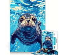 Seal Underwater Illustration Jigsaw Puzzle 1000 Piece for Teenagers Logic Train Toy Light Relax Smooth Cut Wall Art Decor (38x52cm)