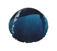 Seal Whale Octopus Fish print Stylish Shower Cap Reusable Shower Cap Women Large Shower Cap for Braids Long Hair