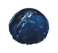 Seal Whale Octopus Fish print Stylish Shower Cap Reusable Shower Cap Women Large Shower Cap for Braids Long Hair