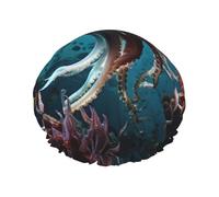 Seal Whale Octopus Fish print Stylish Shower Cap Reusable Shower Cap Women Large Shower Cap for Braids Long Hair