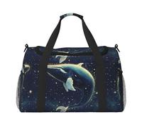 Seal Whale Octopus Fish print Weekender Overnight Carry On Bag Gym Luggage Bag Duffel Bag for Travel Women, Black, One Size