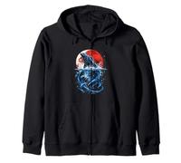 Seal With Red Moon Zip Hoodie
