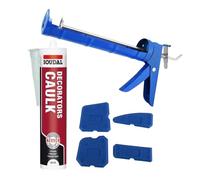 Sealant Gun and Decorators Caulk Set Including Sealant Finishing Kit, Manual Caulking Gun and Soudal Builders Caulk White
