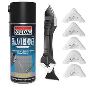 Sealant Remover Bundle with Soudal Sealant Remover 400ml & Caulk Tool, Solvent Cleaner for Bathroom, Kitchen, Windows - Removes Cured Silicone, Mastic & Residue