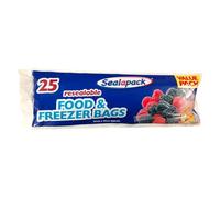 Sealapack FREEZER BAGS, READY TO USE KITCHEN ESSENTIAL, RESEALABLE PACK OF 25 BAGS Clear, 27cm x 28cm