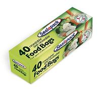 Sealapack Reusable Plastic Food Storage Bags, 40pk, 7" x 8", Transparent, Self Seal, Airtight