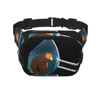 Sealed brown bear Pattern trendy fashionable waist bag, unisex travel sports messenger bag