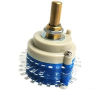 Sealed Rotary Wave Band Switch 2x24 Position, 2 Layer Double-Row Pin, 29mm Diameter for Audio Volume Control and Circuit DIY Projects, Blue(Round handle)