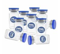 Sealed Sterile Empty Vials with Plastic Aluminum Flip - Transparent Glass Sample Storage Vials for Lab Biology Drug Cosmetics (Not Include Labels) (7mL 210PCS)