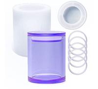 Sealed Storage Box Silicone Resin Mold with 1 lid and 5 Rings Vase Pen Holder Bottle Jar Cylinder Shaped Epoxy Casting Molds for Candy Jewelry Ornaments Trinket Container Cup, 3D DIY Making Crafts