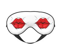 Sealed with a Kiss Red Lip Eye Mask Sleep Mask Light BlockBlindfold Night Eyes Cover Soft Pressure-Free Eyeshade with Elastic Strap for Home Travel Office Nap Yoga