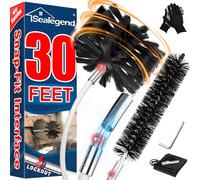 Sealegend 30 FEET Dryer Vent Cleaner Kit Double Synthetic Brush Head Upgraded Flexible Quick Snap Brush with Drill Attachment Extend Up to 30 FEET for Easy Cleaning Use with or Without a Power Drill…