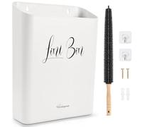 Sealegend Magnetic Lint Bin for Laundry Room with Dryer Lint Brush, Wall Mounted Trash Can Space-Saving Laundry Organization and Storage, White