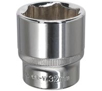 Sealey 1/2" Drive Hexagon WallDrive Socket Metric 1/2" 32mm