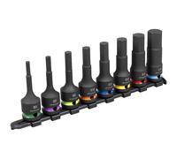 Sealey Hex Impact Socket Bit Set AK56001 - 8pc 1/2" Sq Drive