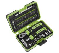 Sealey 1/4"D Metric Socket And Bit Set 38pc Including Sctrewdriver Bits S01255