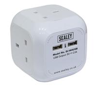 Sealey 1.4m Extension Cable Cube 4 x 230V & 2 x USB - White EL144USB