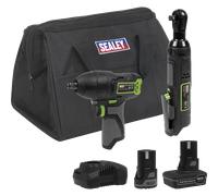 Sealey 10.8v Cordless 3/8" Drive Impact and Ratchet Wrench Kit 1 x 2ah & 1 x 4ah