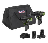 Sealey 10.8v Cordless Combi Drill and Impact Driver Kit 1 x 2ah & 1 x 4ah Li-ion