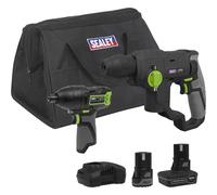 Sealey 10.8v Cordless SDS Drill and Impact Driver Kit 1 x 2ah & 1 x 4ah Li-ion Battery Charger Bag