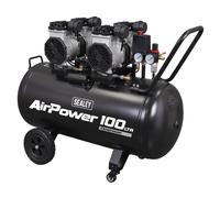 Sealey Oil Free Low Noise Direct Drive Air Compressor, 100L, 2 x 2hp, 19.7cfm, 116psi, 3kW - SAC10001S