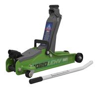 Sealey 2 Tonne Trolley Jack, Car Jack, Low Profile Short Chassis - High Visibility Green - 1020LEHV