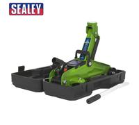 Sealey 1050CXDHV Trolley Jack 2tonne 1050CXD Hi-Vis WITH Storage Case Boot Size