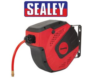SEALEY 10m Automatic Recoil Rewind Wall Mounted Air Compressor Hose Reel, SA821
