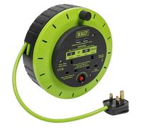 Sealey BCR10G Cassette Type Cable Reel Green With Thermal Trip 2 X 230V And 2 X Usb 10M