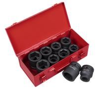 Sealey 11 Piece 1" Drive Hexagon Impact Socket Set Metric and Imperial