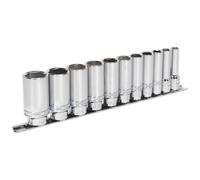 Sealey Ak2743 Socket Set 11Pc 3/8In Sq Drive Deep Lock-On? 6Pt Imperial